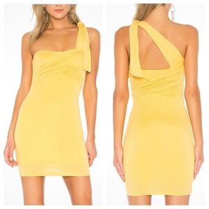 NEW Lovers + Friends XS Lillian Yellow Bodycon Mini Dress ~ One Shoulder Party